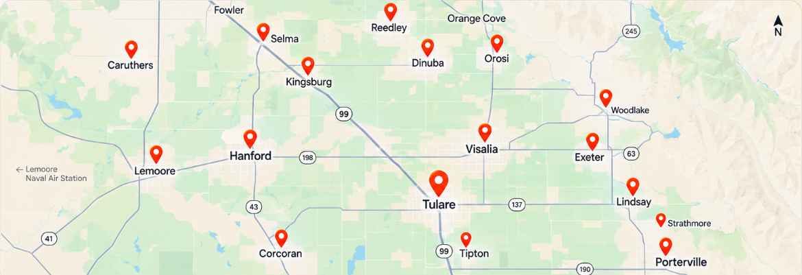 Guardian Air service area map across Central California